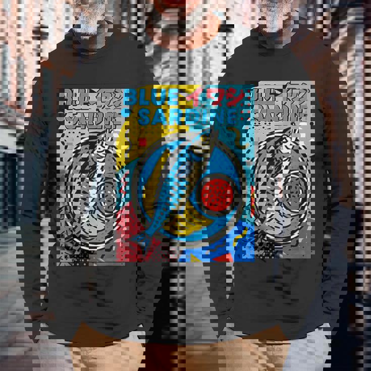 ブルーイワシ 和風メンフィススタイル 長袖Tシャツ 高齢者への贈り物