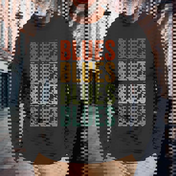 ブルースミュージックブルースマン 長袖Tシャツ 高齢者への贈り物
