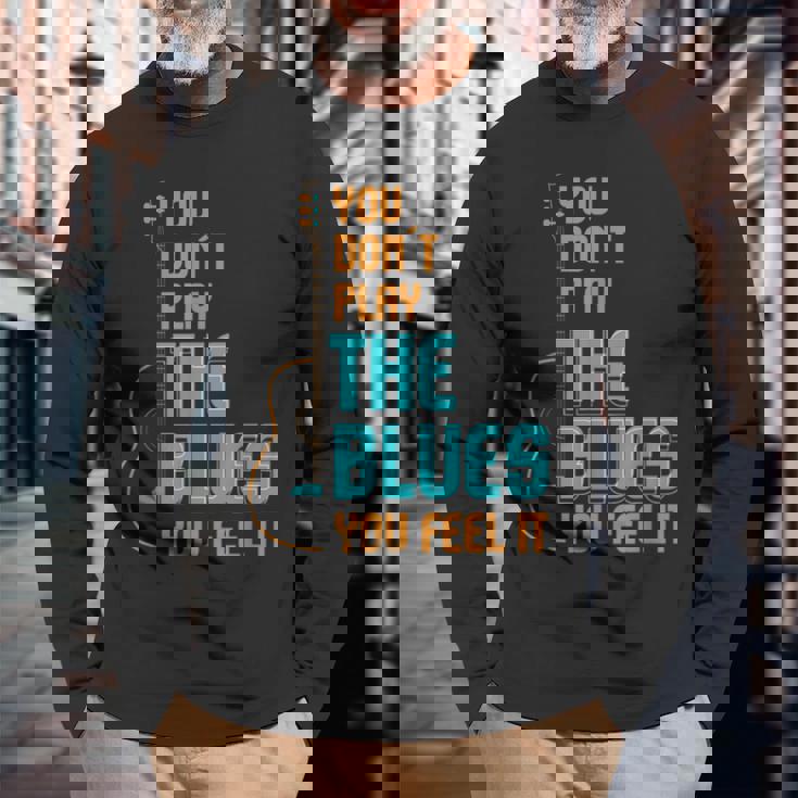 ブルース音楽 I 音楽バンド I ギター講師 ブルース 長袖Tシャツ 高齢者への贈り物