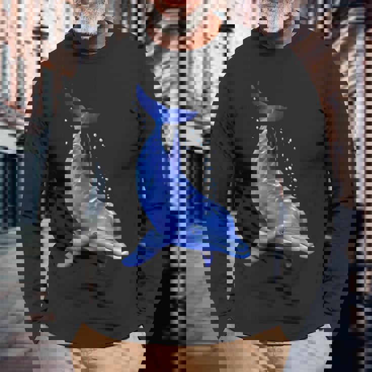 ブルードルフィン海洋海獣 セーブ・ザ・オーシャンズ 長袖Tシャツ 高齢者への贈り物