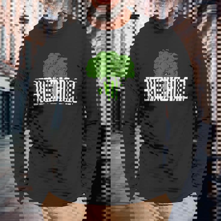 ブロッコホリック ブロッコリー中毒 恋人 野菜 おもしろ ビーガン Broccoholic 長袖Tシャツ 高齢者への贈り物