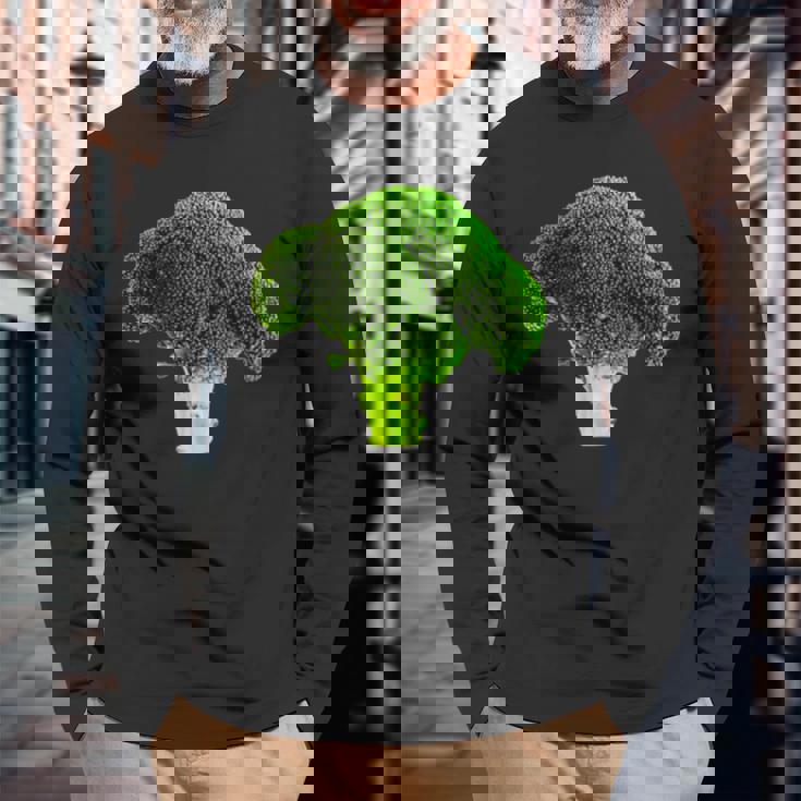 ブロッコリー 写真 エンブレム Broccoli Photo Emblem 長袖Tシャツ 高齢者への贈り物