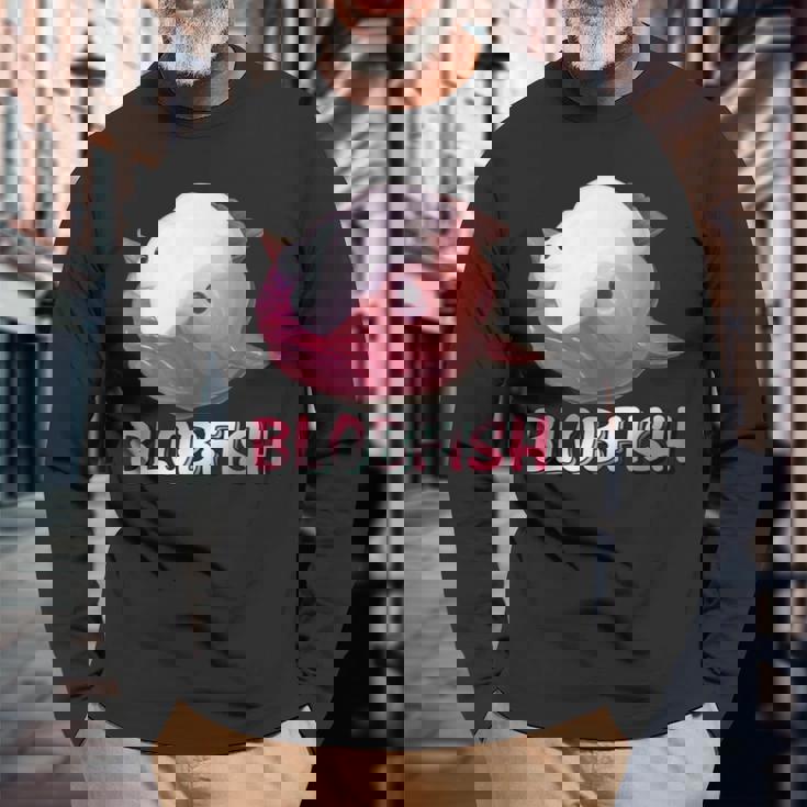 ブロブフィッシュ Blobfish 深海のおじさん 深海のアイドル ぷよぷよ おもしろい かわいい 魚 動物 きもかわ 長袖Tシャツ 高齢者への贈り物