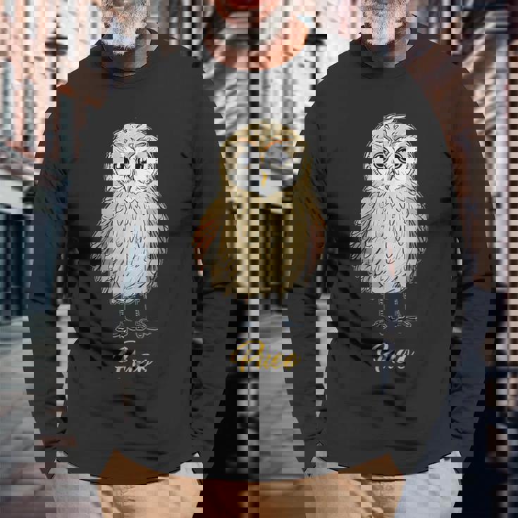 プエオ ハワイアンショートイヤーフクロウ 長袖Tシャツ 高齢者への贈り物