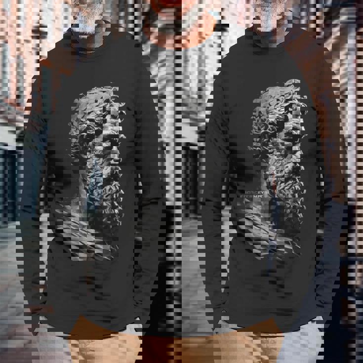 プラトンギリシャ哲学者 長袖Tシャツ 高齢者への贈り物