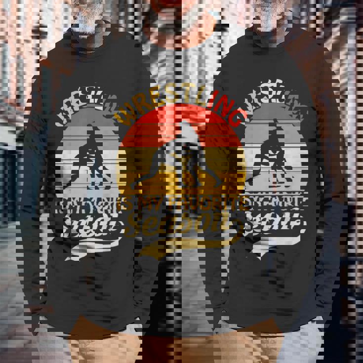 プロレス生活 高校レスリング部 レスリングコーチ 長袖Tシャツ 高齢者への贈り物