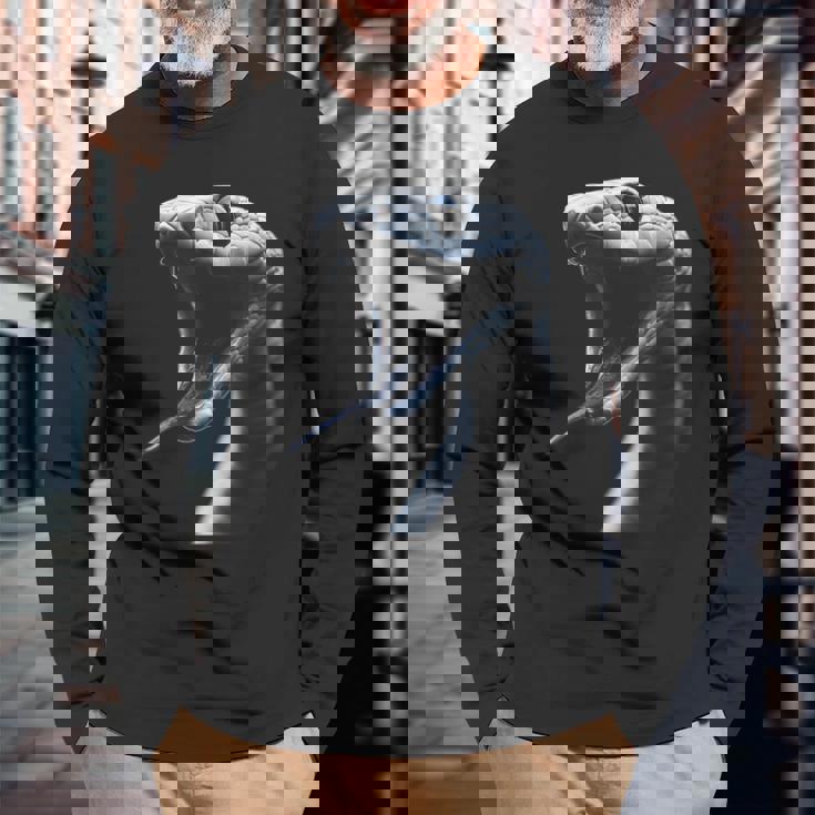 ヘビ 爬虫類 コブラ バイパー 蛇 爬虫類 生物学 ギフト 長袖Tシャツ 高齢者への贈り物