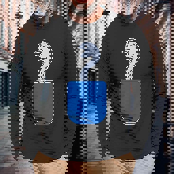 ヘビ 蛇（巳年）《いん ざ ポケット》ワンポイント 胸【どうぶつ フレンズ】動物 ポップ かわいい イラスト 長袖Tシャツ 高齢者への贈り物