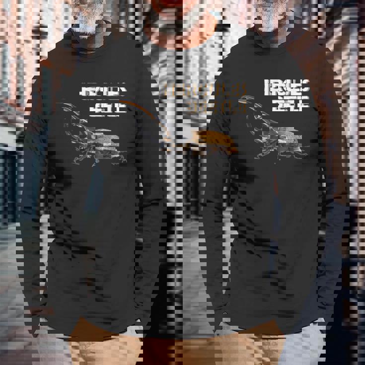 ヘラクレスカブトムシの写真 長袖Tシャツ 高齢者への贈り物