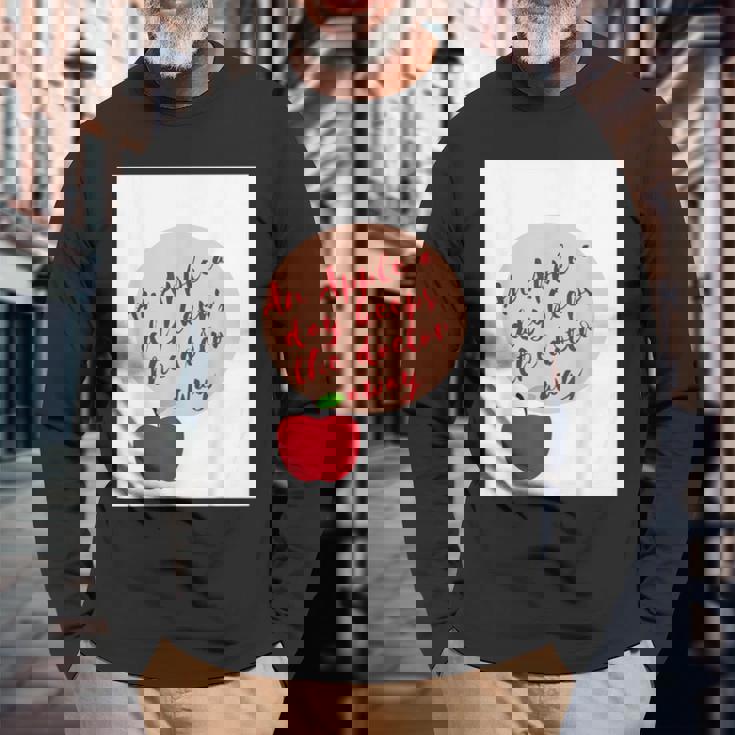 ヘルシーシャツアップル 最新 医者を遠ざける 長袖Tシャツ 高齢者への贈り物