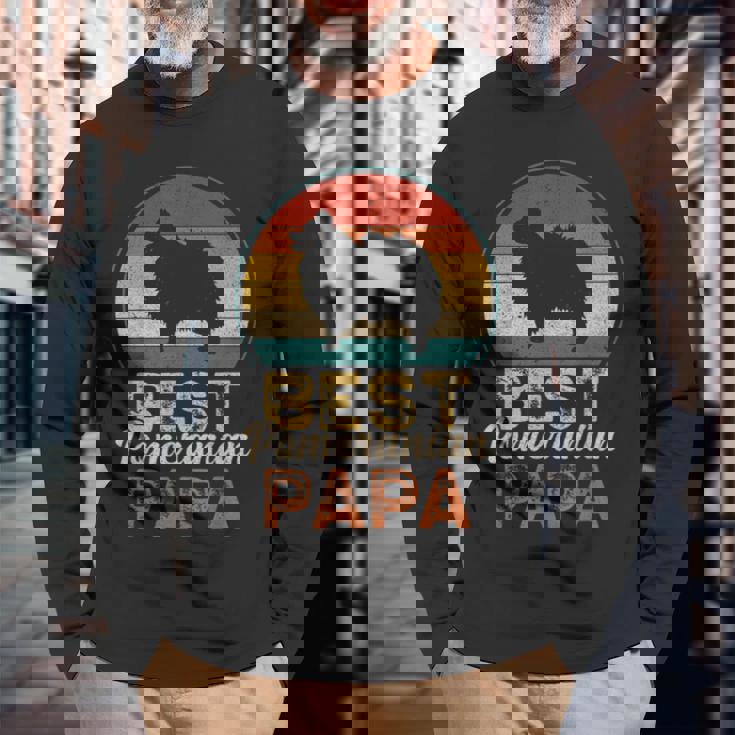 ベスト・ポメラニアン・パパ 父の日 ポム・ドッグ 長袖Tシャツ 高齢者への贈り物