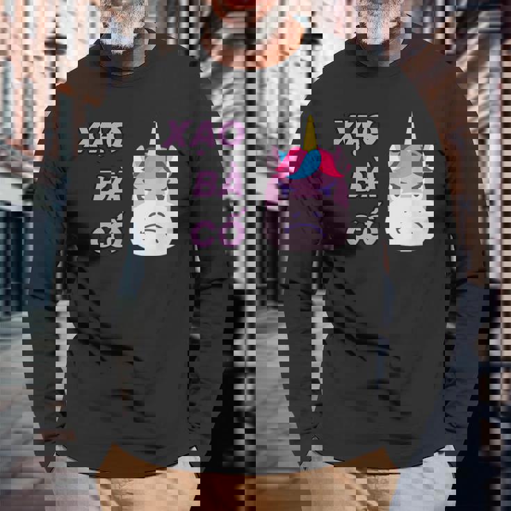 ベトナム ベトナム語 ベトナムの言葉 ザオバーコー 面白いジョーク 嘘つき ユニコーン 長袖Tシャツ 高齢者への贈り物