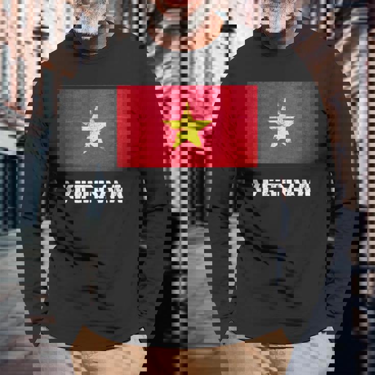 ベトナム国旗tシャツ 長袖Tシャツ 高齢者への贈り物