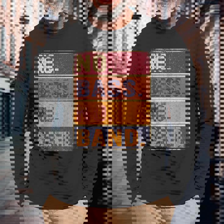 ベーシスト 楽器 エレキベース ノーバス ノーバンド 長袖Tシャツ 高齢者への贈り物