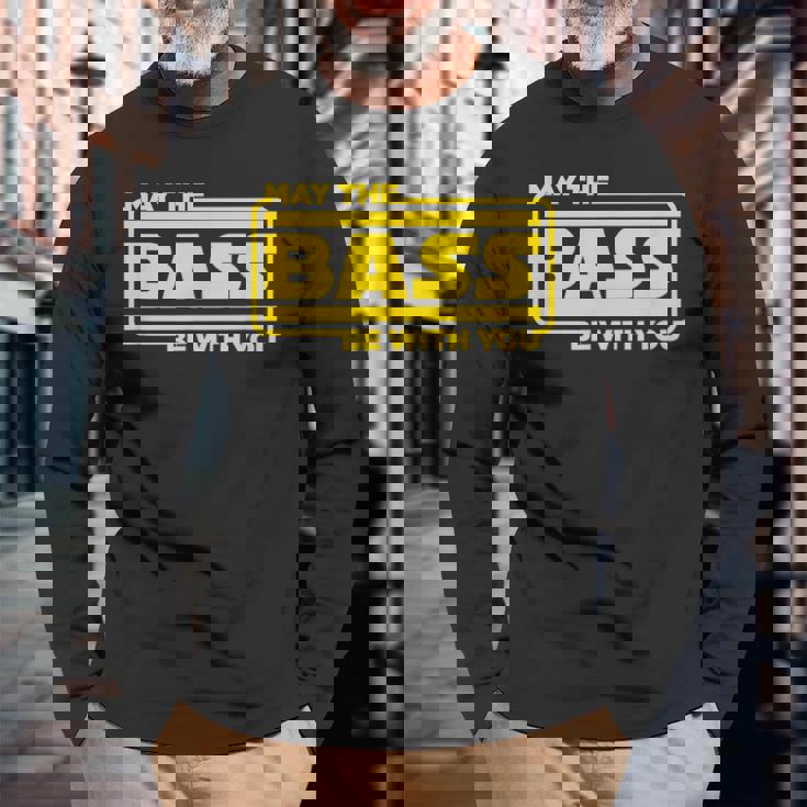 ベース ギター ドラム May The Bass Be With You ベーシスト ドラマー 長袖Tシャツ 高齢者への贈り物