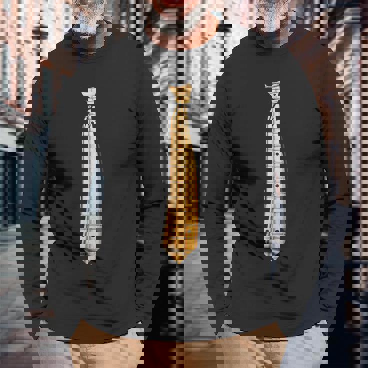 ベースギター 指板ネクタイ おもしろ ベーシスト用 長袖Tシャツ 高齢者への贈り物