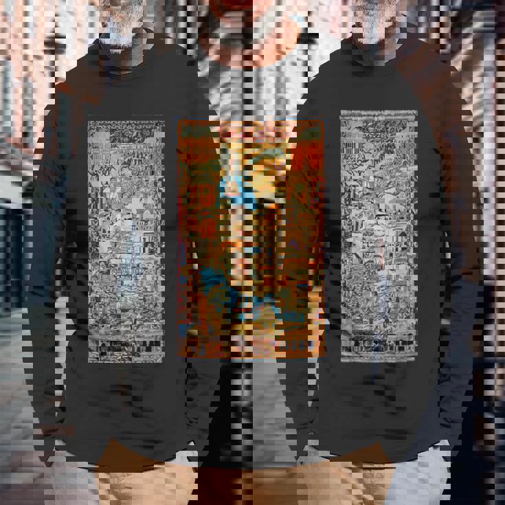 ペルシャ絨毯のランドマークカシュマル 長袖Tシャツ 高齢者への贈り物