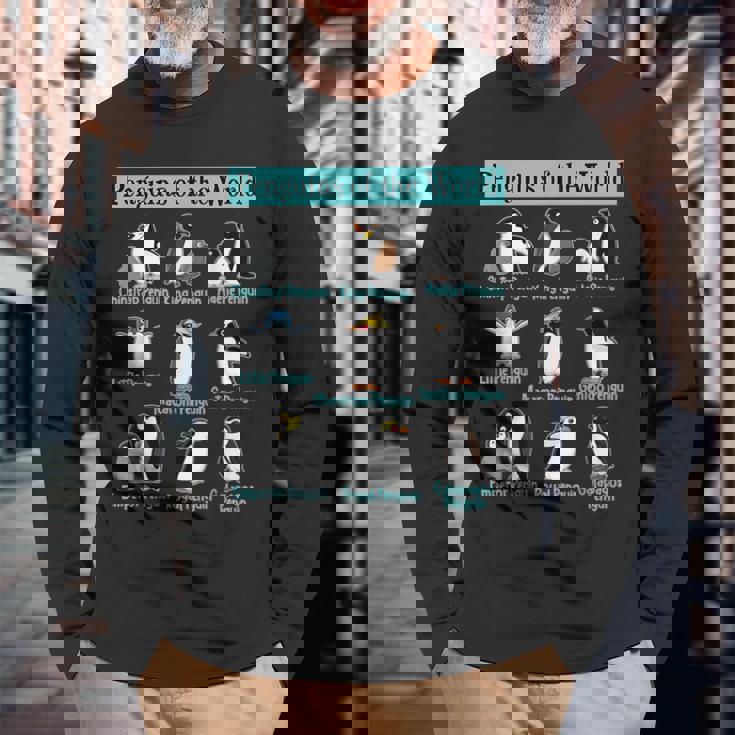 ペンギンの種類 ペンギン好き 野生動物 北極 シーバードファン 長袖Tシャツ 高齢者への贈り物