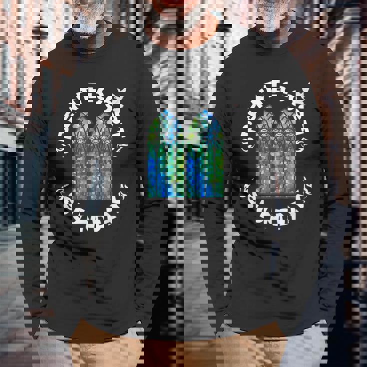 ペンテコステサンデーサービス ペンテコステのお祝いの日 長袖Tシャツ 高齢者への贈り物