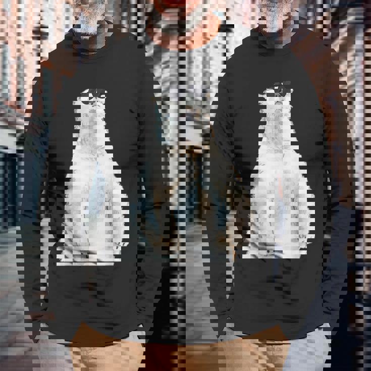 ホッキョクグマ サングラス 動物愛好家 動物飼育係 動物学者 長袖Tシャツ 高齢者への贈り物