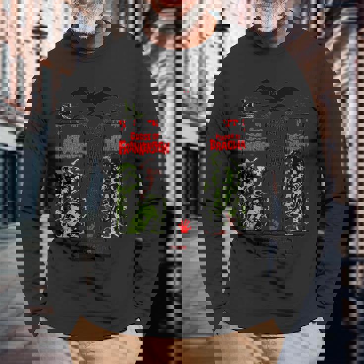 ホラー映画 ヴィンテージ ドラキュラ ハロウィン モンスター フランケンシュタイン 長袖Tシャツ 高齢者への贈り物