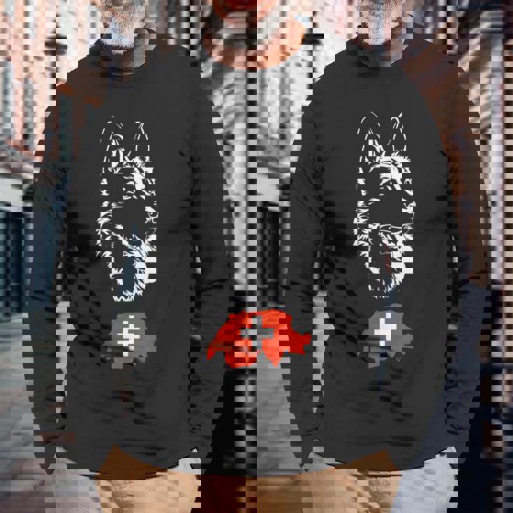 ホワイトスイスシェパード 長袖Tシャツ 高齢者への贈り物