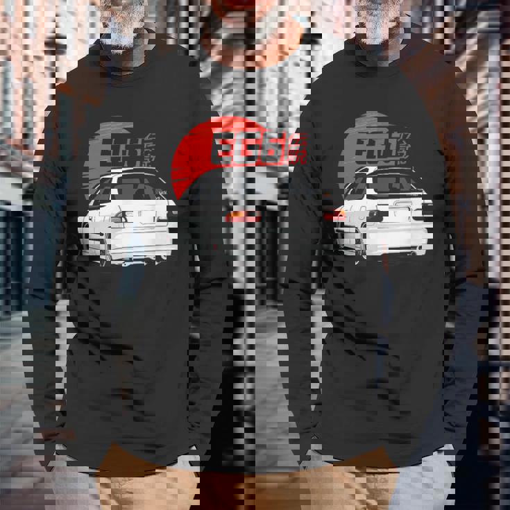 ホワイトハッチシビック Eg6-クラシック Jdm 長袖Tシャツ 高齢者への贈り物