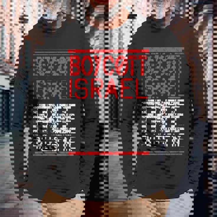 ボイコット イスラエル自由 パレスチナ 長袖Tシャツ 高齢者への贈り物