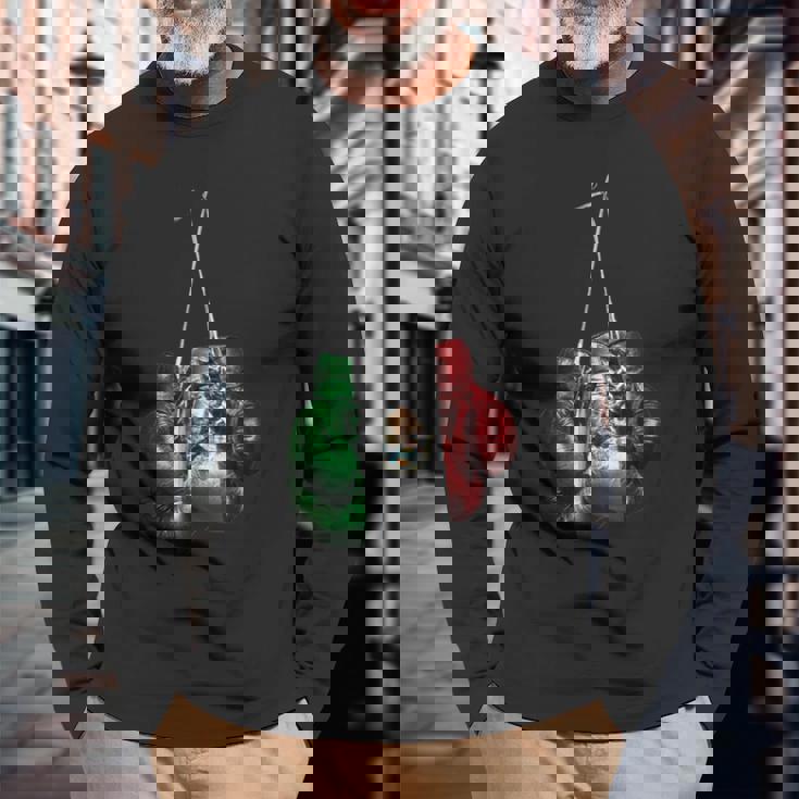 ボクシンググローブtシャツ – メキシコビンテージフラッグシャツ 長袖Tシャツ 高齢者への贈り物