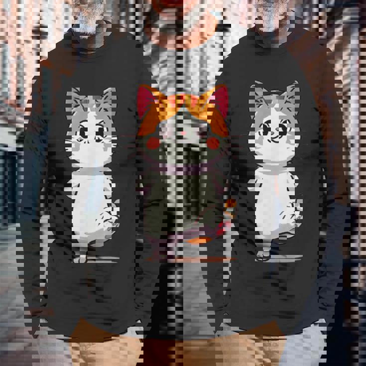 ボス猫 Boss Cat 長袖Tシャツ 高齢者への贈り物