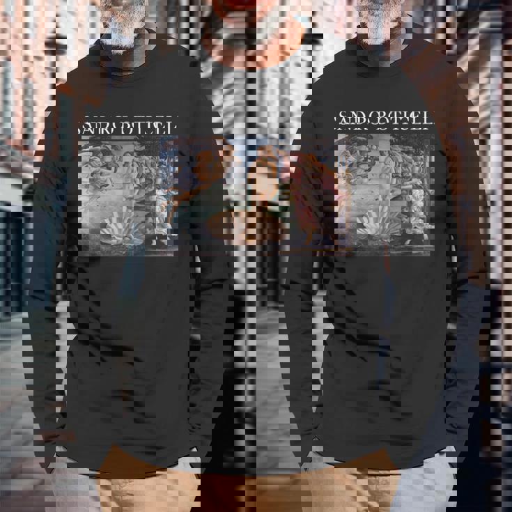 ボッティチェッリのヴィーナスの誕生 長袖Tシャツ 高齢者への贈り物