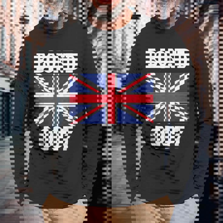 ボンドユニオンフラッグ 007 レトロシャツ 長袖Tシャツ 高齢者への贈り物