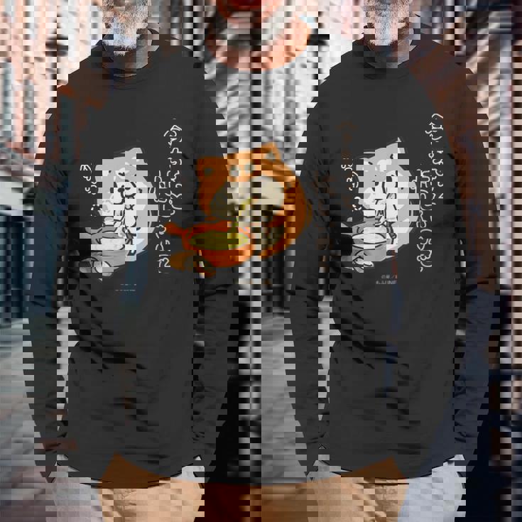 ボンレス犬とボンレス猫 ハフハフ ボンレス犬 長袖Tシャツ 高齢者への贈り物