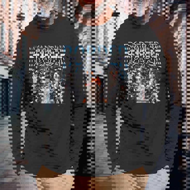 ボーダーコリー 犬 90年代 ブーツレッグ グランジ ラップ グッズスタイル 長袖Tシャツ 高齢者への贈り物