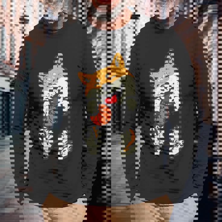 ポケット 柴犬 バスケットボール かわいい バラー 犬 メンズ レディース キッズ 長袖Tシャツ 高齢者への贈り物