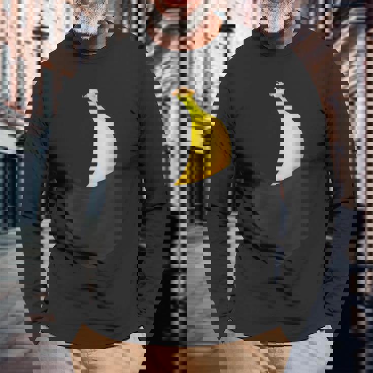 ポケットに入ったバナナフルーツ、胸に面白いバナナ。 長袖Tシャツ 高齢者への贈り物