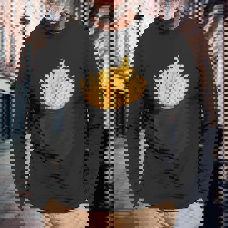 ポケットフライドポテト 胸にチップス フライドポテト 長袖Tシャツ 高齢者への贈り物