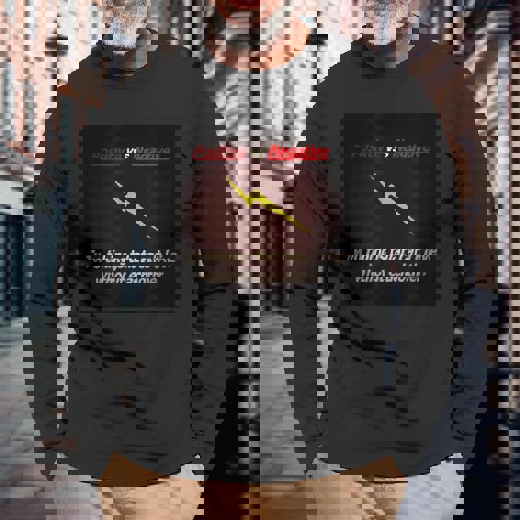ポジティブ対ネガティブ 長袖Tシャツ 高齢者への贈り物