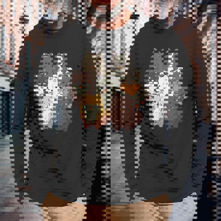 ポメラニアン ドッグ グループ かわいい ペット ブラック ホワイト チョコレート ポンポン 長袖Tシャツ 高齢者への贈り物