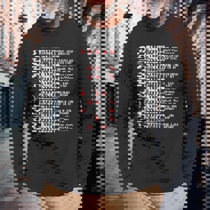 ポーカーハンド チートシートカード カジノゲーム 面白いプレイヤーギフト 長袖Tシャツ 高齢者への贈り物