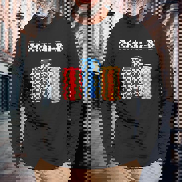 ポーカープレイヤー I'm All In カード カジノ 恋人 ギフト ギャンブル 長袖Tシャツ 高齢者への贈り物