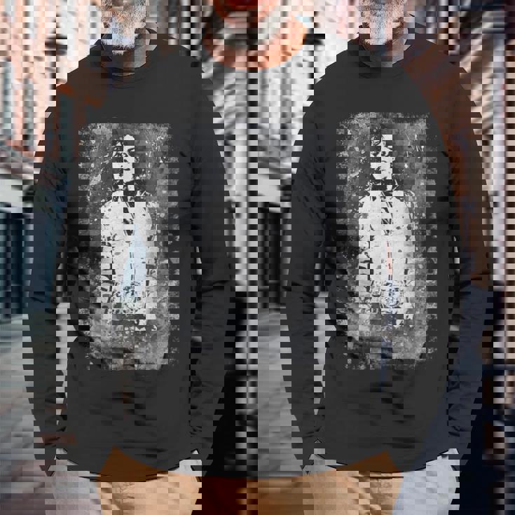 マイケル・ジャクソン バッド・ワールド・ツアー 1988年 白黒スプラッター 長袖Tシャツ 高齢者への贈り物