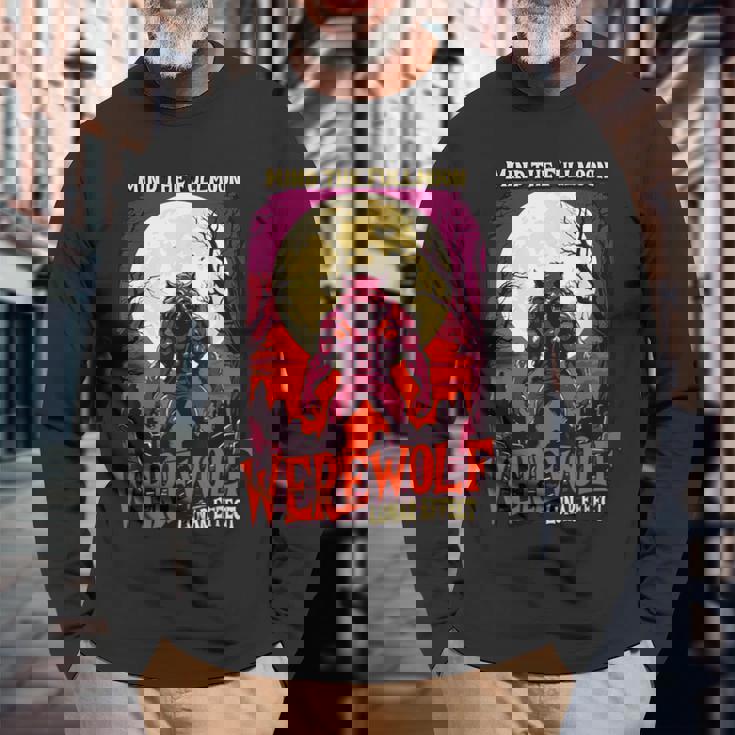 マインド・ザ・フルムーン 人狼 ハロウィン 不気味な人狼 長袖Tシャツ 高齢者への贈り物