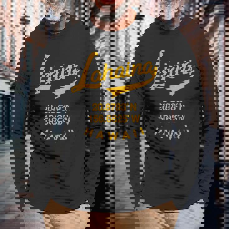 マウイ ラハイナ ハワイ レトロ ハワイアン 長袖Tシャツ 高齢者への贈り物