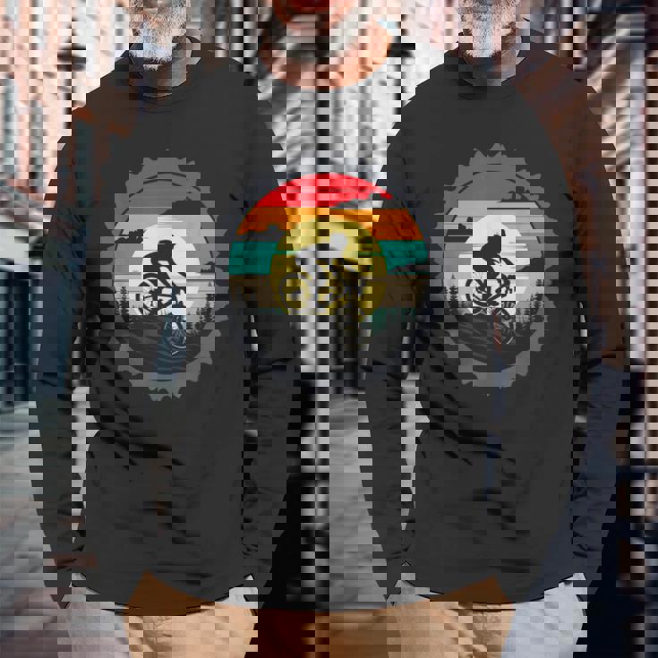 マウンテンバイク サイクリング レトロ ヴィンテージ Mtb 自転車ライダー 長袖Tシャツ 高齢者への贈り物