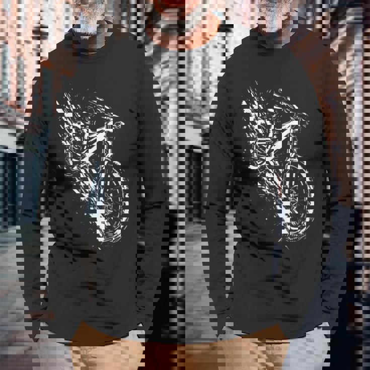 マウンテンバイク・グラフィック 長袖Tシャツ 高齢者への贈り物