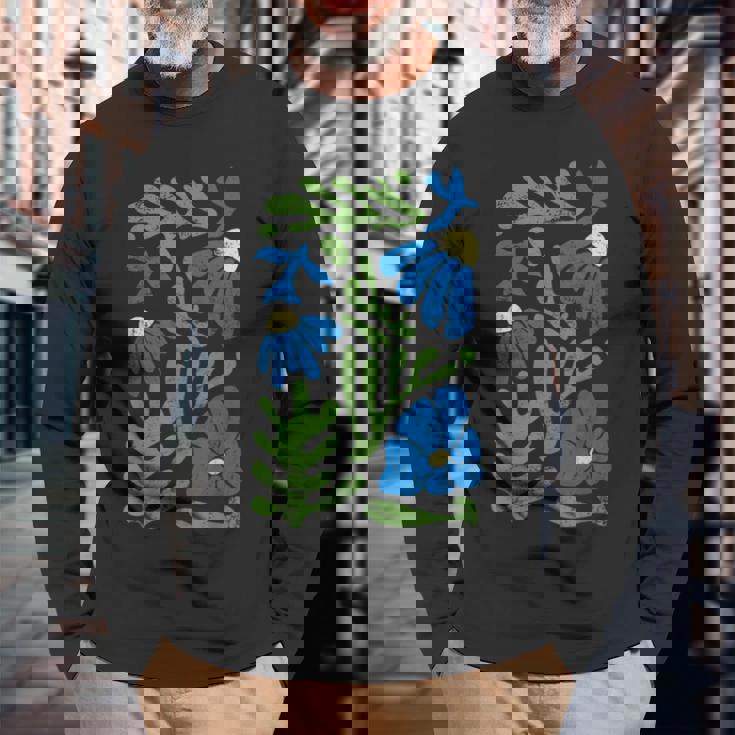 マティス 絵画 美的 造花 抽象 秋 長袖Tシャツ 高齢者への贈り物