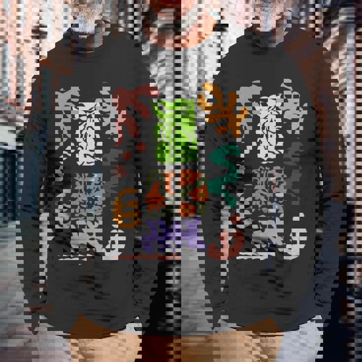 マティス風絵画 ボタニカル 花柄 抽象模様 長袖Tシャツ 高齢者への贈り物