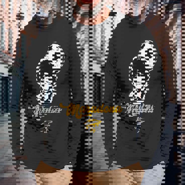 マラドーナフェイススマイル 長袖Tシャツ 高齢者への贈り物