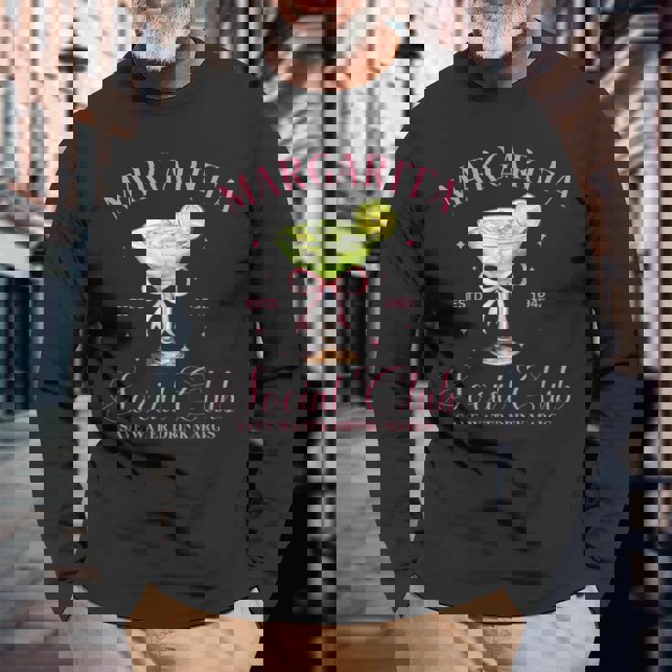 マルガリータ社交クラブ テキーラ カクテルクラブ ドリンク 長袖Tシャツ 高齢者への贈り物
